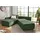 luma-home Ecksofa-Dauerschläfer, Doppelbett 306/223/95 cm Boxspring Federkern Ecksofa 306x223 Dauerschläfer, Bettkasten, Nachtkonsole, Schwenkteil beidseitig montierbar, Cord Grün / 15164