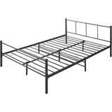 [en.casa] Metallbett 140x200 cm mit Matratze aus Kaltschaum Doppelbett Schwarz