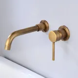 Wandmontierter Waschbecken-Wasserhahn, Wandmischer aus hochwertigem Messing, verdeckter Badezimmer-Wasserhahn, 360° drehbarer Kalt- und