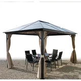 Mojawo, Pavillon, XXL Metall Garten Pavillon Alu Doppeldach 3x4m Gartenpavillon inkl. Seitenteile (400 cm, 300 cm)