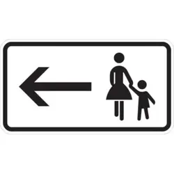 Zusatzschild 1000-12, 330x600mm Fußgänger links halten RAL-Gütezeichen Folie RA2