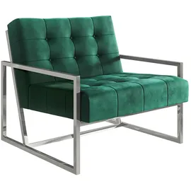 s-style möbel Loungesessel Tampa Samtstoff 84 x 81 x 89 cm Smaragdgrün mit Metallfüßen