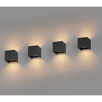 K-Bright 4 Pack 12W LED Wandleuchte Innen/Außen Wandlampe Auf