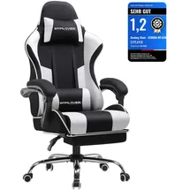 GTPLAYER Gaming Stuhl Stoff Weiß/Schwarz
