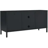 vidaXL TV-Schrank Schwarz 105x35x52 cm Stahl und Glas