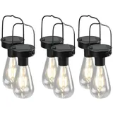 meineWunschleuchte - Solar LED Hängeleuchte 6er Set zum Aufhängen Schwarz Ø7cm Höhe 23cm