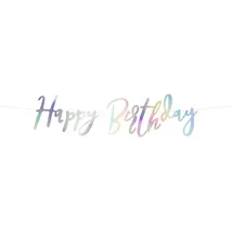 Partydeco Wimpelkette Girlande 16,5 x 62 cm irisierend