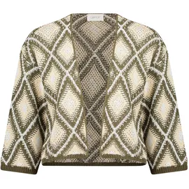 Cartoon Strickjacke mit Jacquard Khaki 40