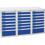 Stumpf Schubladenschrank Serie ESTA, 21 Schubladen enzianblau (18x100, 3x200mm)