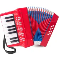 Akkordeon, 17 Tasten Klavier Akkordeon für Kinder 8 Bass mit Riemen für Anfänger Student Educational Musical Instrument (Rot)
