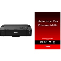 Canon imagePROGRAF PRO-300 A3+ Drucker Farbtintenstrahldrucker Fotodrucker, schwarz & Fotopapier PM-101 Premium matt - DIN A4, 20 Blatt (210 g/qm) für Tintenstrahldrucker