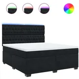 vidaXL Boxspringbett mit Matratze Schwarz 180x200 cm Samt