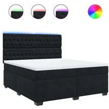 vidaXL Boxspringbett mit Matratze Schwarz 180x200 cm Samt