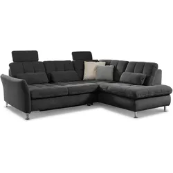 Ecksofa DIE PLANBAR "MP-IN20016 L-Form mit Kaltschaum-Polsterung", schwarz, B:242cm H:87cm T:116cm, 100% Polyester, Sofas, wahlweise mit Kopfstützen und Bettfunktion, mit Kaltschaum-Polsterung