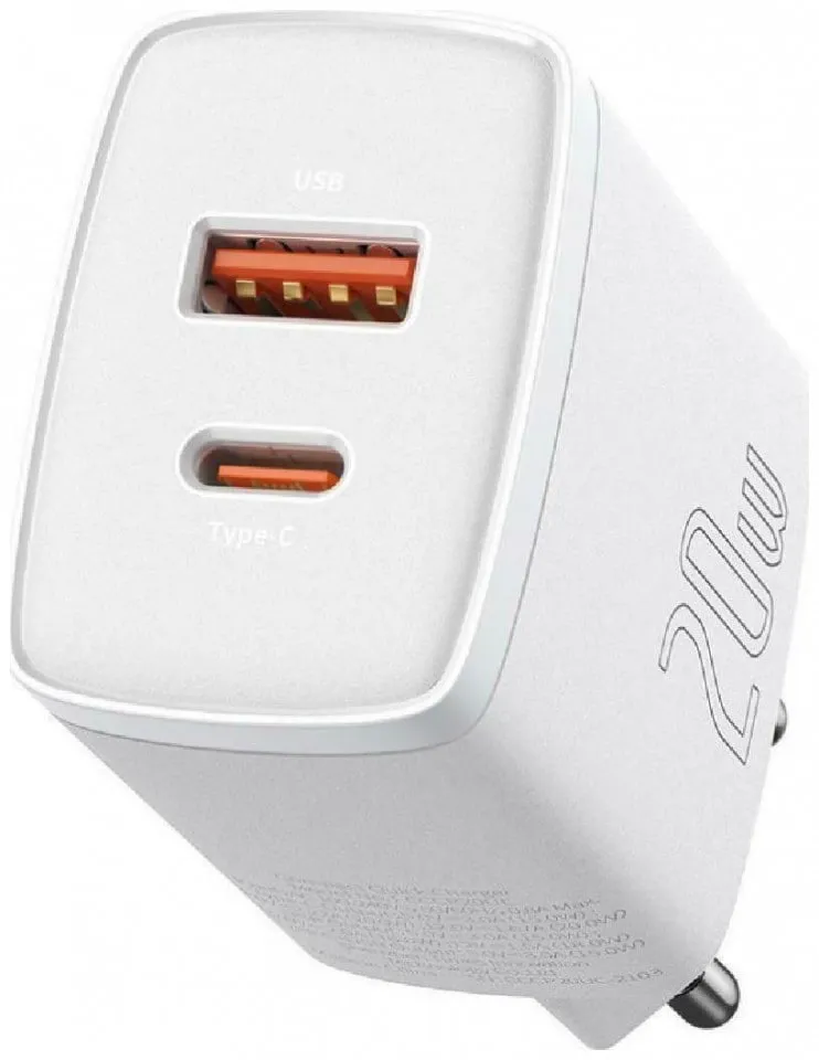 Baseus Compact Charger (20 W, Fast Charge, Power Delivery 3.0, Quick Charge 3.0), USB Ladegerät, Weiss