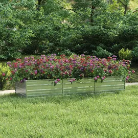 vidaXL Garten-Hochbeet verzinkter Stahl rechteckig 240 x 80 x 45 cm Silber