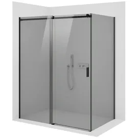 Bernstein Eckdusche mit Schiebetür NT806 flex Schwarz matt Nano Graues Glas 120x90 cm 6mm ESG-Sicherheitsglas