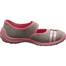 Fischer Markenschuh Fischer Kinder Hausschuh Mädchen Mary Jane Ballerina Glitzer Stern 632344, Größe:33 EU, Farbe:Grau - Grau - 33
