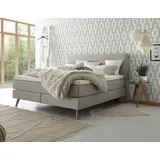 Hasena Costa Boxspringbett 140-180 cm Braun / Hellgrau, Liegefläche:180 x 200 cm, Topper:Superio-Topper