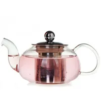 TAMUME 1L Glas Verdicken Teekanne mit Sieb Edelstahl und Kappe Edelstahl mit Verbessertem Design und verdickter Glas-Teekanne