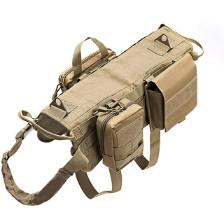 Taktisches Hundegeschirr No- Pull Molle Typ Hundeweste Geschirr mit 3 abnehmbaren Taschen einstellbar atmungsaktiv Haustier Anzug für kleine große Hunde Wandern Wandern Training