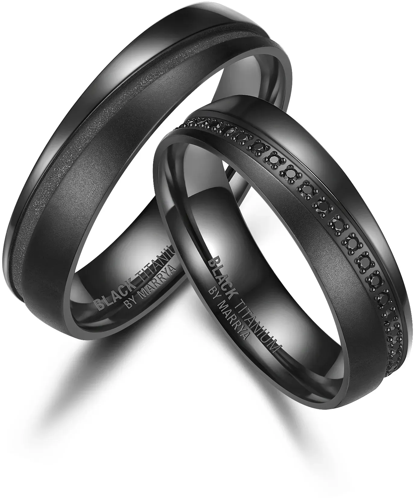 Verlobungsring MARRYA "BLACK TITANIUM by MARRYA" Fingerringe Gr. 58, Titan, schwarz (herren ring, schwarz) Damen