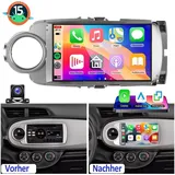 ESSGOO Carplay Android 15 Autoradio GPS NAVI 64G Für Toyota Yaris 2011-2018 Autoradio (Digitalradio (DAB), 4+64GB(optional), RDS, AM, FM, Carplay Android Auto Bluetooth EQ USB GPS Navi WIFI Touchscreen) silberfarben