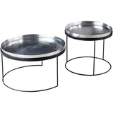 Riess-Ambiente Riess Ambiente Handgearbeitetes 2er Set Couchtische Elements 60cm Silber abnehmbare Tabletts Beistelltische in Hammerschlag Optik für Dein Wohnzimmer