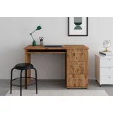 vogl möbelfabrik Schreibtisch VOGL MÖBELFABRIK "Tobi, wahlweise mit 3 Schubkästen oder 1 Schubkasten/1 Tür", braun (wotaneiche), B:115cm H:73cm T:56cm, Tische, Schreibtisch, optional mit Tastaturauszug, Breite 115 cm
