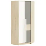 Lomadox Kinderzimmer Kleiderschrank Eckschrank Fjord Buche Nb. Darda-131 Mit Fronten In Weiß Und Platingrau, B/h/t: Ca. 82/199/82 Cm