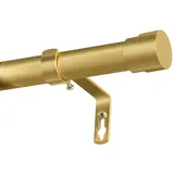 BellaHills Teleskop Gardinenstange, 76-150 cm Vorhangstange mit Kappenknäufen mit Halterungen, 25 mm Durchmesser Gardinenstange Verstellbare Dekorative für Schlafzimmer, Wohnzimmer, Gold
