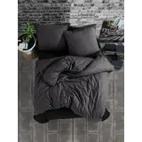 Yadetextil ZIRVEHOME Bettwäsche Set dreiteilig, 240x220 cm Bettbezug, Baumwolle, Anthrazit, Monza V1