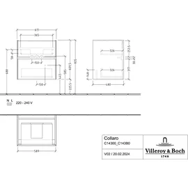 Villeroy & Boch Collaro Waschtischunterschrank C14300VQ 61,1x61x48cm, Waschbecken mittig, Marine blue