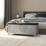 Prolenta Premium - Sitzbank mit Stauraum und Kissen Betongrau 105x40x45cm