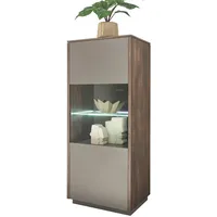 Furn.design Vitrine grau Glas, Nachbildung, 2 Fächer, 55x130x40 cm,