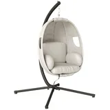 Outsunny Hängesessel oval Hellgrau 1-Sitzer mit Gestell
