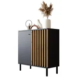 Newroom Kommode Ebono, Schwarz Sideboard Modern Wandpaneel Vintage Highboard Anrichte schwarz