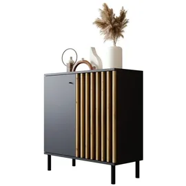 Newroom Kommode Ebono, Schwarz Sideboard Modern Wandpaneel Vintage Highboard Anrichte schwarz