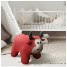 Hti-Living Stehtier Hocker für Kinder Tiermotiv Stier, Sitzhocker Reittier rot