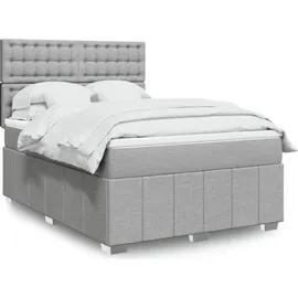 vidaXL Boxspringbett mit Matratze Hellgrau 140x200 cm Stoff