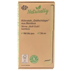 NATURALLY Rührstab "Golfschläger" aus Bambus, 16cm, 100 Stk.