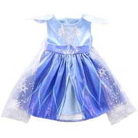 Lito Angels Schneekönigin Elsa Kleid mit Schleppe für Kleinkind Mädchen Eiskönigin 2 Prinzessin Kostüm Verkleidung Größe 2-3 Jahre 98 Blau