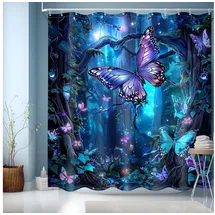 JINGYOU Duschvorhang 180 x 200 cm blau