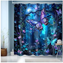 JINGYOU Duschvorhang 180 x 200 cm blau