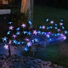 GLOBO Solarlampen für Außen Garten Deko Solarleuchte Außenbereich Stecklampe im Baum Design, Erdspieß Blüten Baum, led, h 60 cm