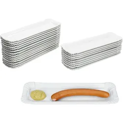 24x Pur Pappteller aus Porzellan 25,7x7,5cm weiß Servier-Teller Wurst Pralinen