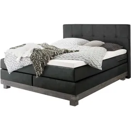 Hasena Boxspringbett 140-180 cm Dunkelgrau, Liegefläche:160 x 200 cm, Topper:Agrea-Topper - Dunkelgrau
