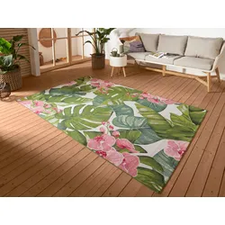 Outdoorteppich HANSE HOME "Tropical", bunt, B:120cm H:3mm L:180cm, Polyester, Polypropylen (PP), Teppiche, In-& Outdoor, Teppich, Wetterfest, Balkon, Garten, Wohnzimmer, Floral