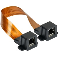 Good Connections RJ45 Ethernet LAN Tür-/Fensterdurchführung - High-Quality, extrem flach - beidseitig RJ45-Buchse - Gesamtlänge inkl. Stecker 25 cm, flexible Länge 18 cm