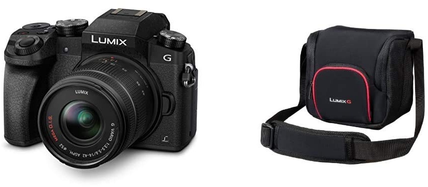 Panasonic LUMIX G DMC-G70KAEGK Systemkamera (16 Megapixel, OLED-Sucher, 7,5 cm OLED Touchscreen) mit Objektiv H-FS14042E schwarz & LUMIX DMW-PGH68XEK Systemtasche, schwarz